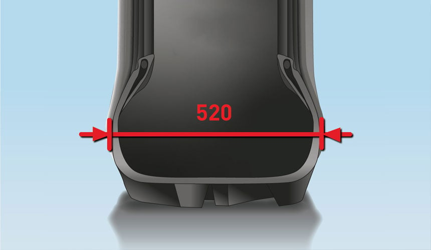 Nominalna szerokość przekroju 520 mm dla standardowej opony 520/85 R38